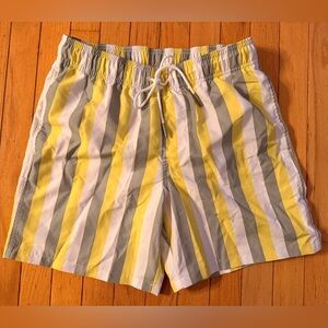 Goodfellow & Co men’s Striped Yellow Gray Men's Swim Shorts size small